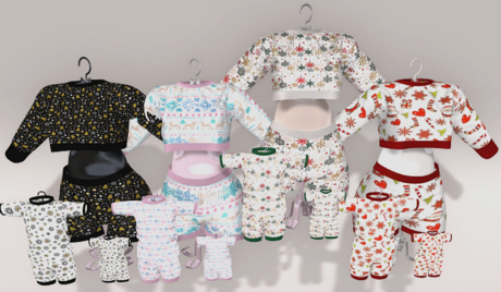 Second Life Marketplace - {Boujee Baby}Mommy & Me Pjs Pink & Cream Set